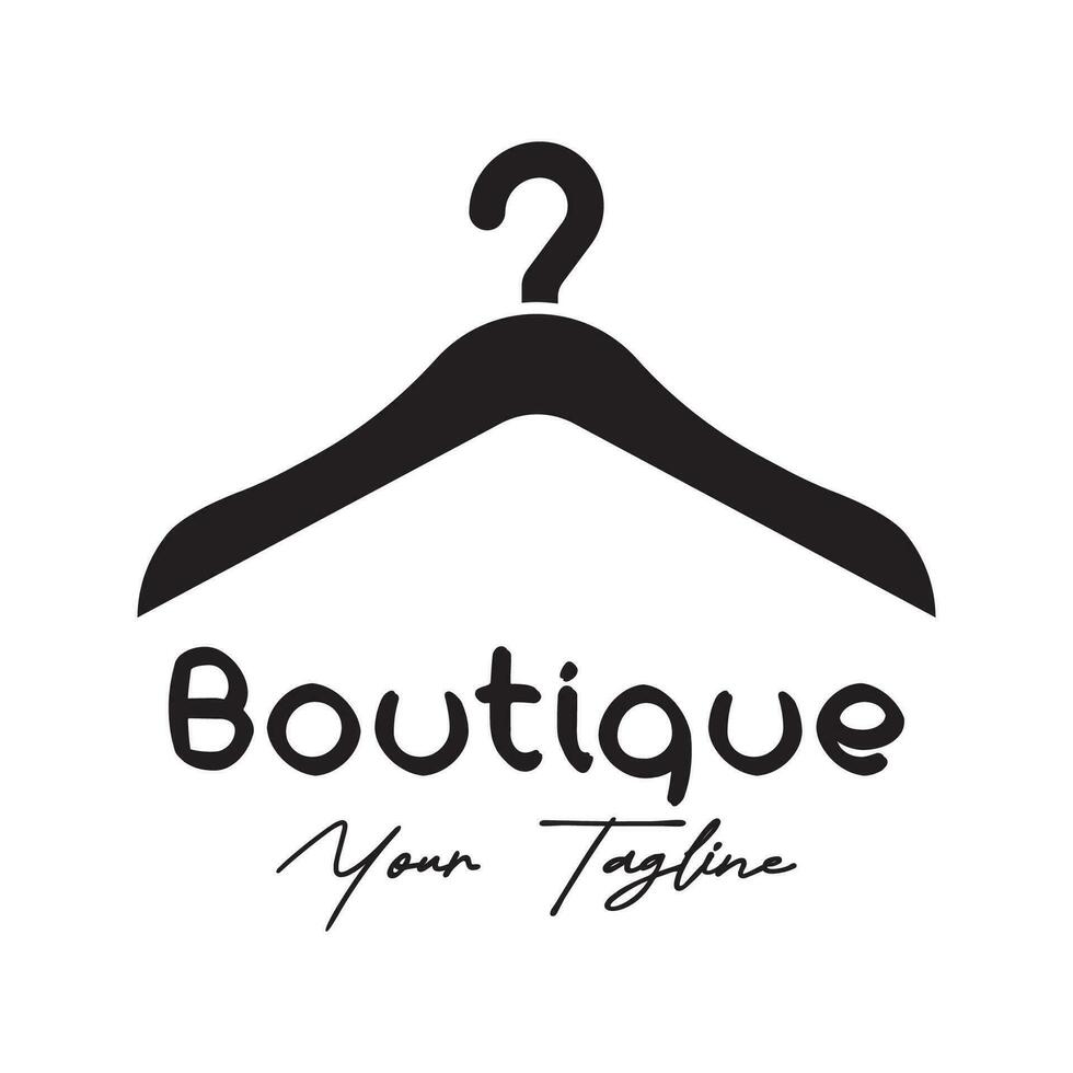 Simple clothes hanger logo design with creative idea vector