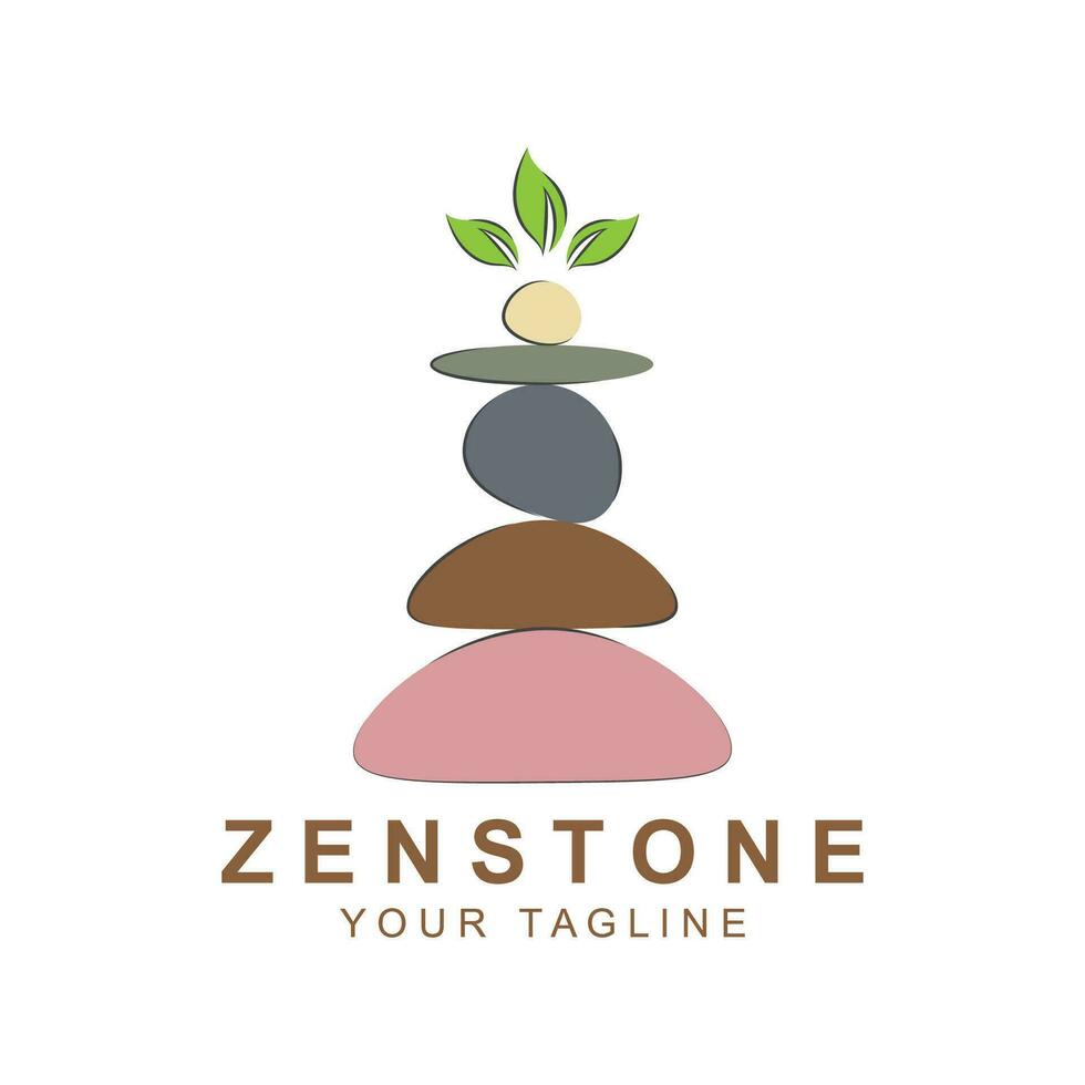 zen stone silhouette logo vector illustration design with creative idea