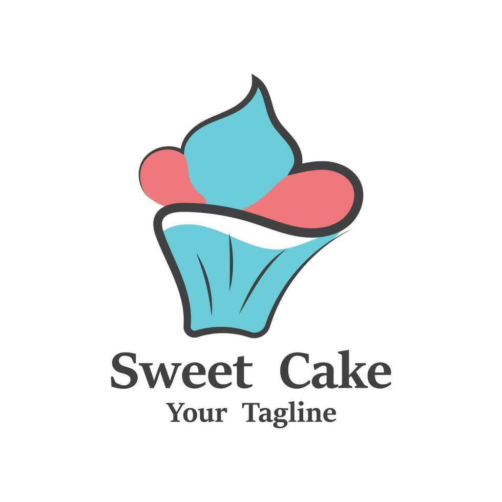 dulce pastel logo. cumpleaños pastel icono con dulce cerezas vector