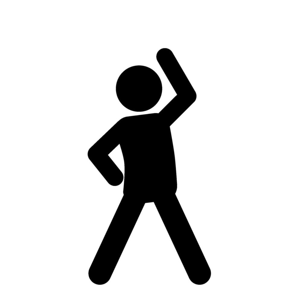 Collection of simple black silhouettes of people doing warm-ups and gymnastics on a white background. vector