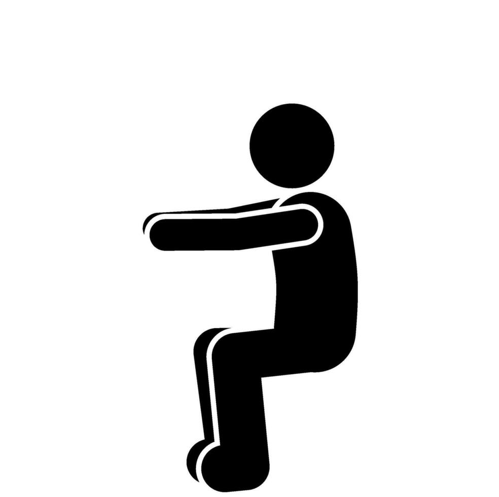 Collection of simple black silhouettes of people doing warm-ups and gymnastics on a white background. vector