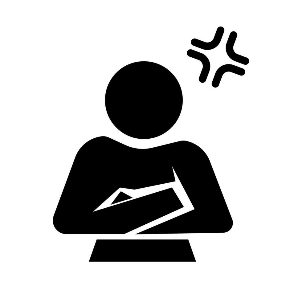 Angry person with folded arms silhouette icon. Vector. vector