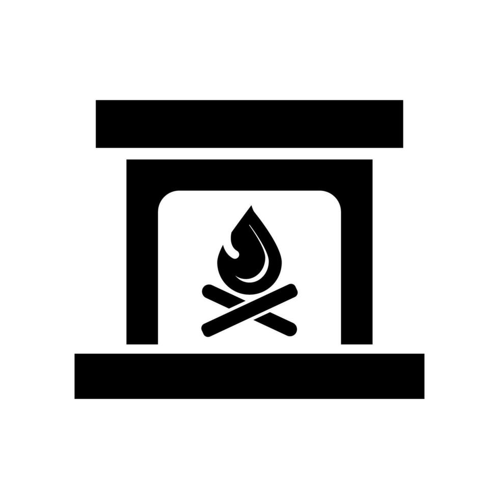 Fireplace silhouette icon. Wood and burning fire. Vector. vector