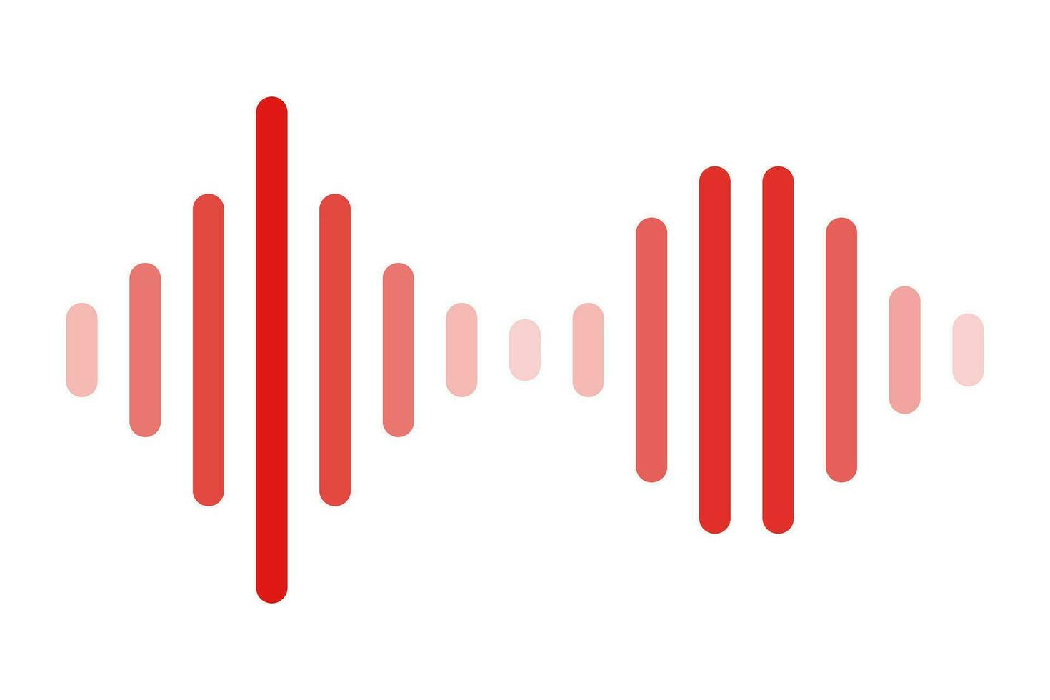 Red sound waves and rhythm. Volume, waves and beats. Vectors. vector