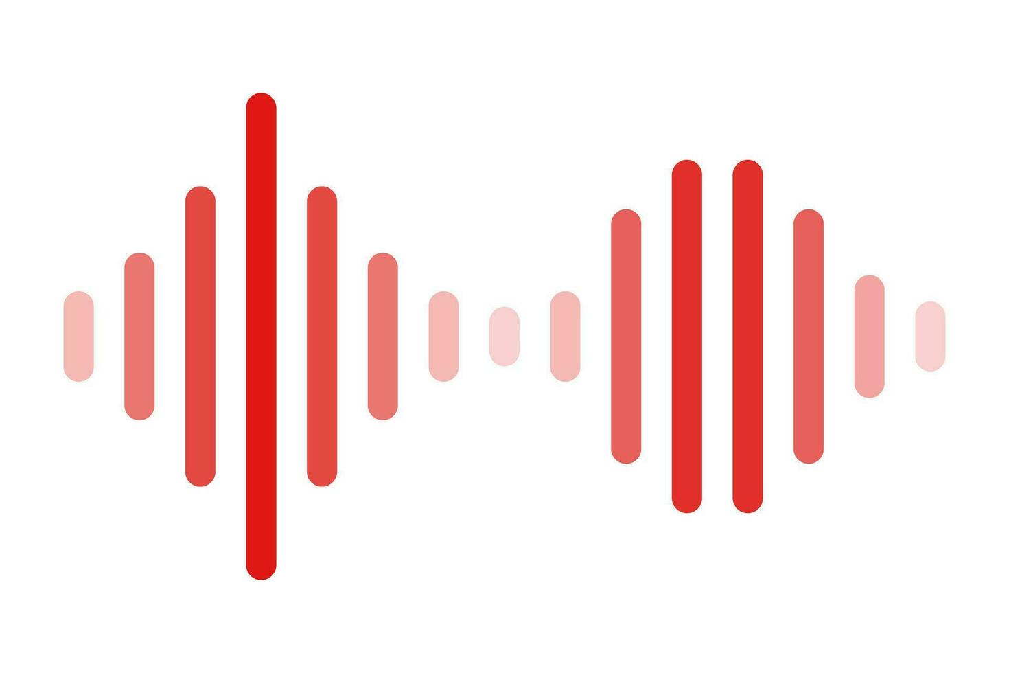 Red sound waves and rhythm. Volume, waves and beats. Vectors. vector