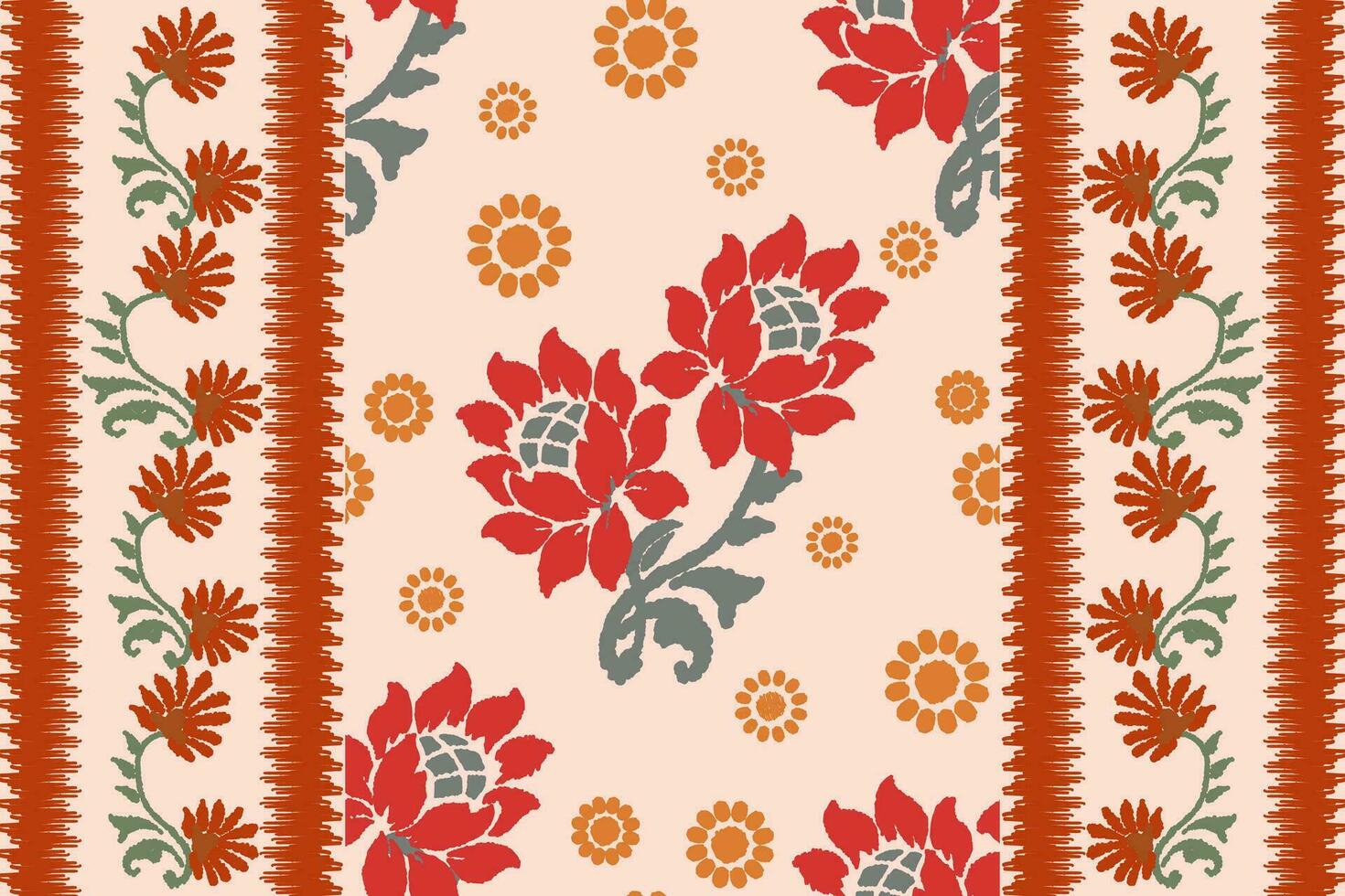 ikat floral bordado modelo en ligero rosado fondo, tradicional geométrico patrón, azteca estilo resumen vector ilustración para fondo, alfombra, fondo de pantalla, ropa, batik envase, paño.