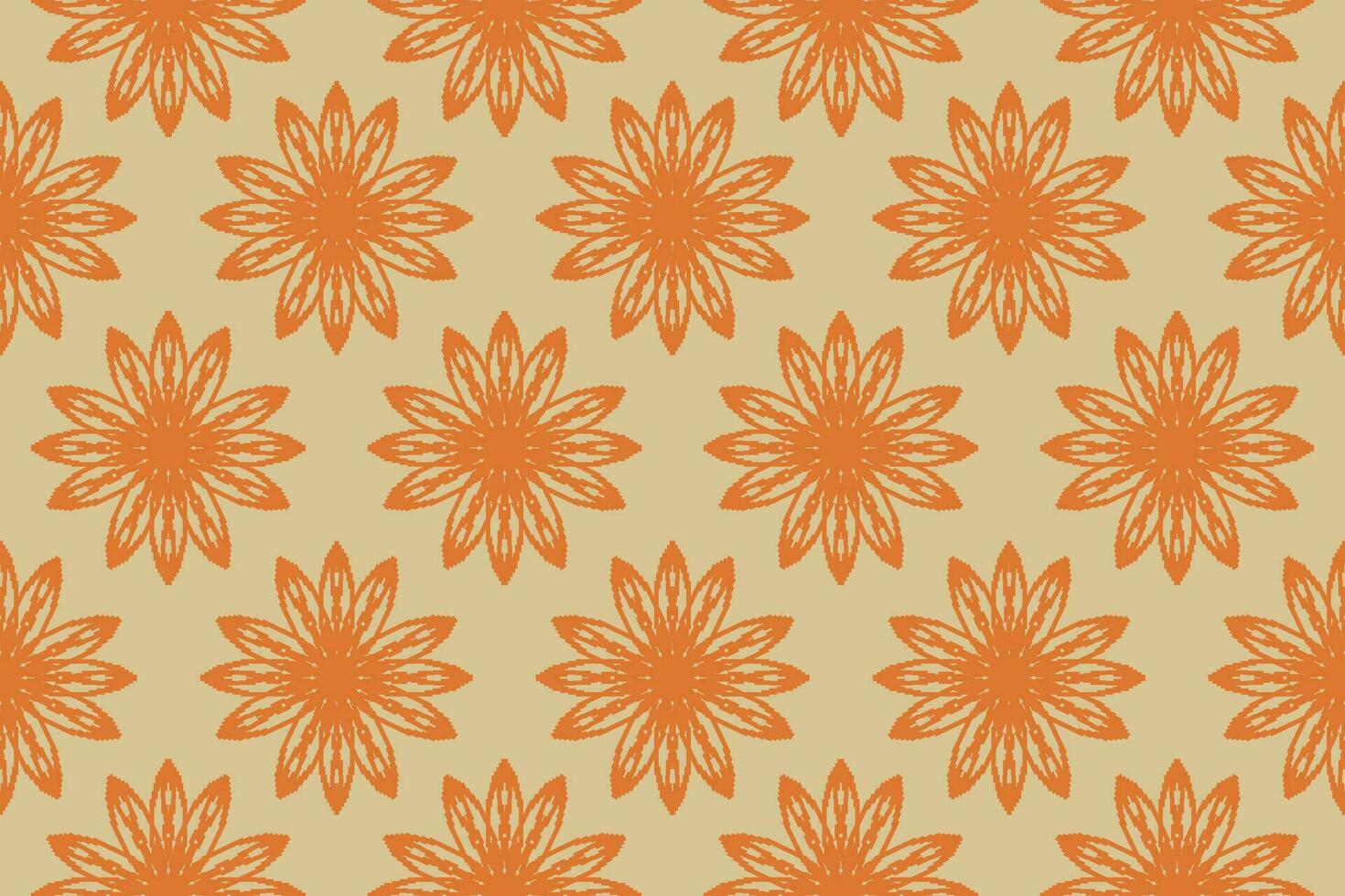 Orange floral seamless pattern on yellow background, Traditional ethnic pattern on yellow background, Aztec abstract vector pattern for