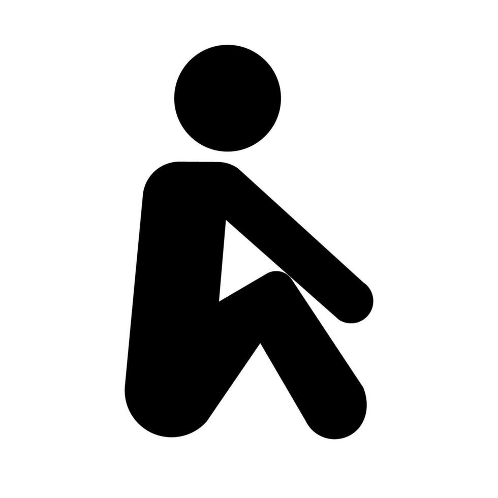 Person sitting on the floor holding knees. Vector. vector