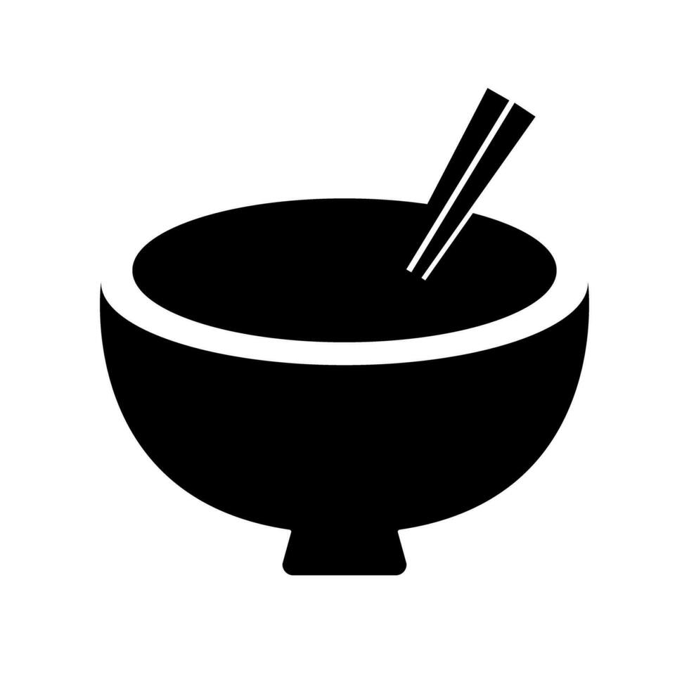 cuenco y palillos silueta icono. comida. vector. vector