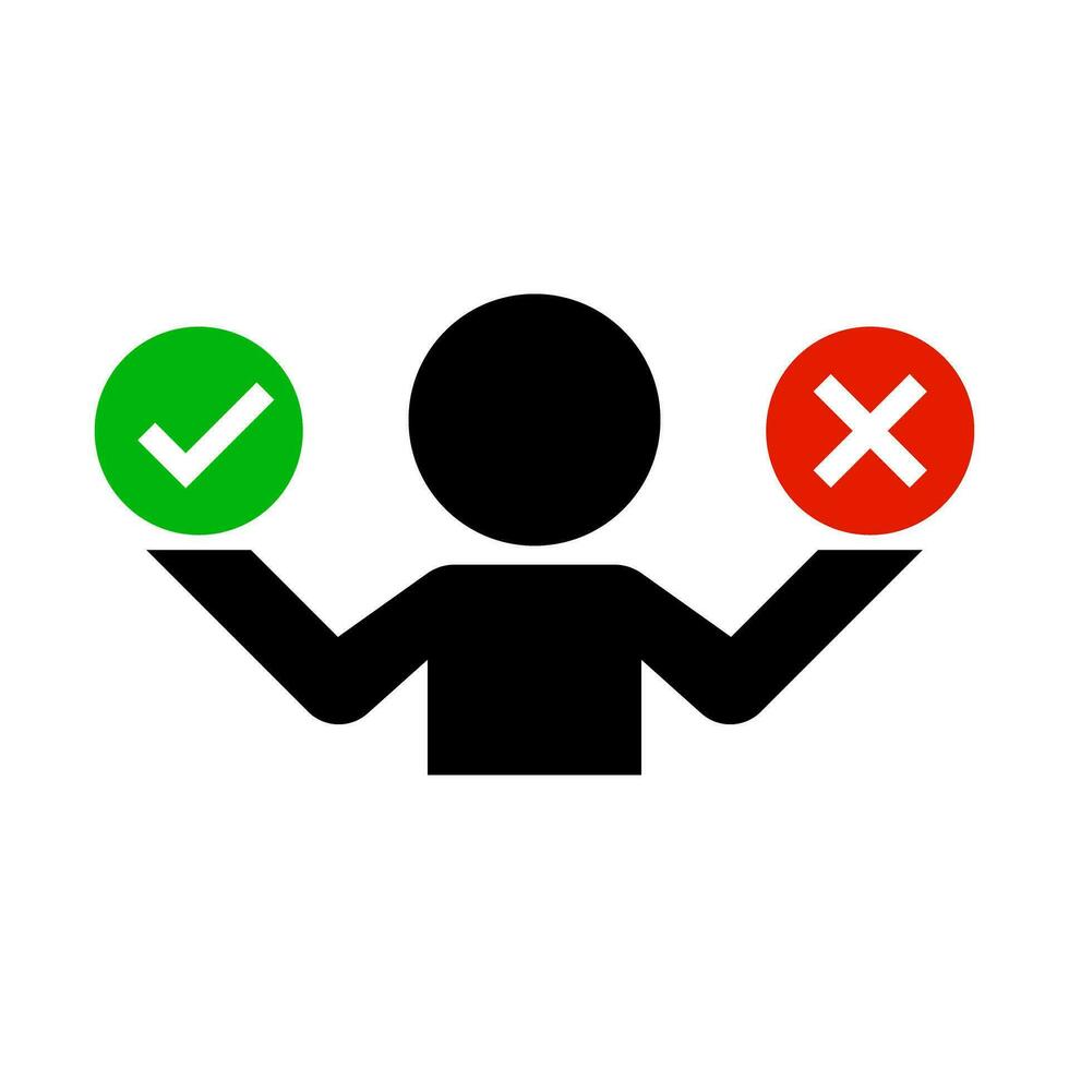 Decision maker icon. Check and cross choices. Vector. vector