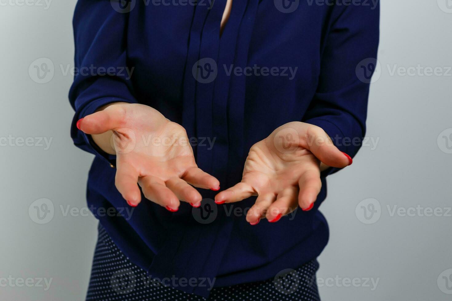 Female hands counting. Attention, Stop photo