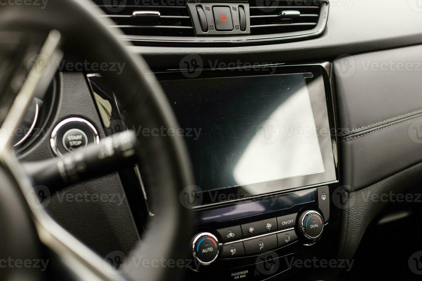 Interior view of car with black salon photo