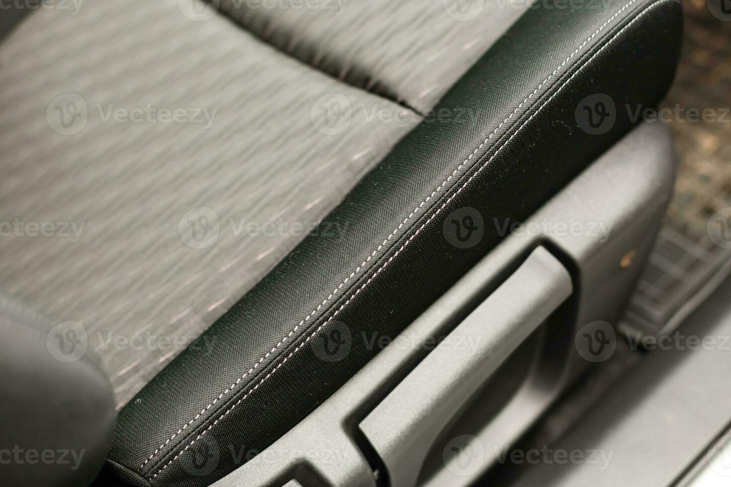 Textile seats in modern car. Interior detail. photo