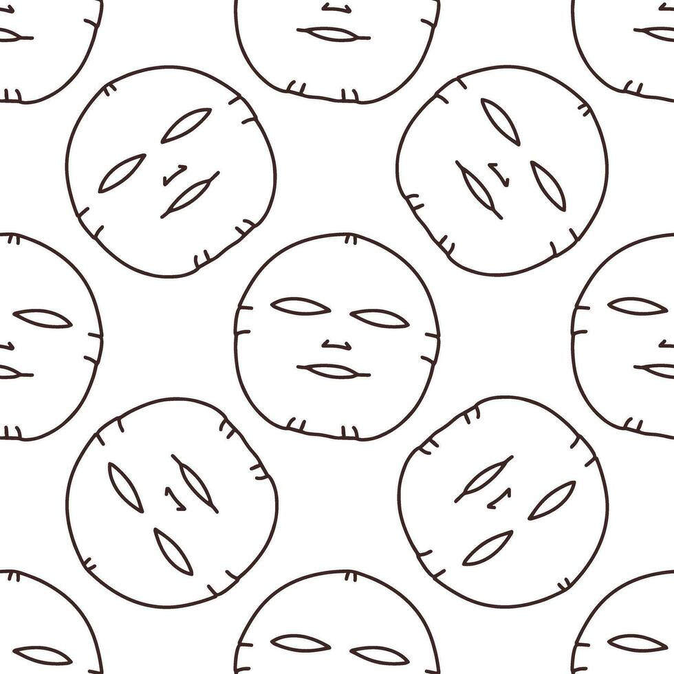 Seamless pattern of hand-drawn doodle face mask. Beauty cosmetic element, self care. Sketch style. vector