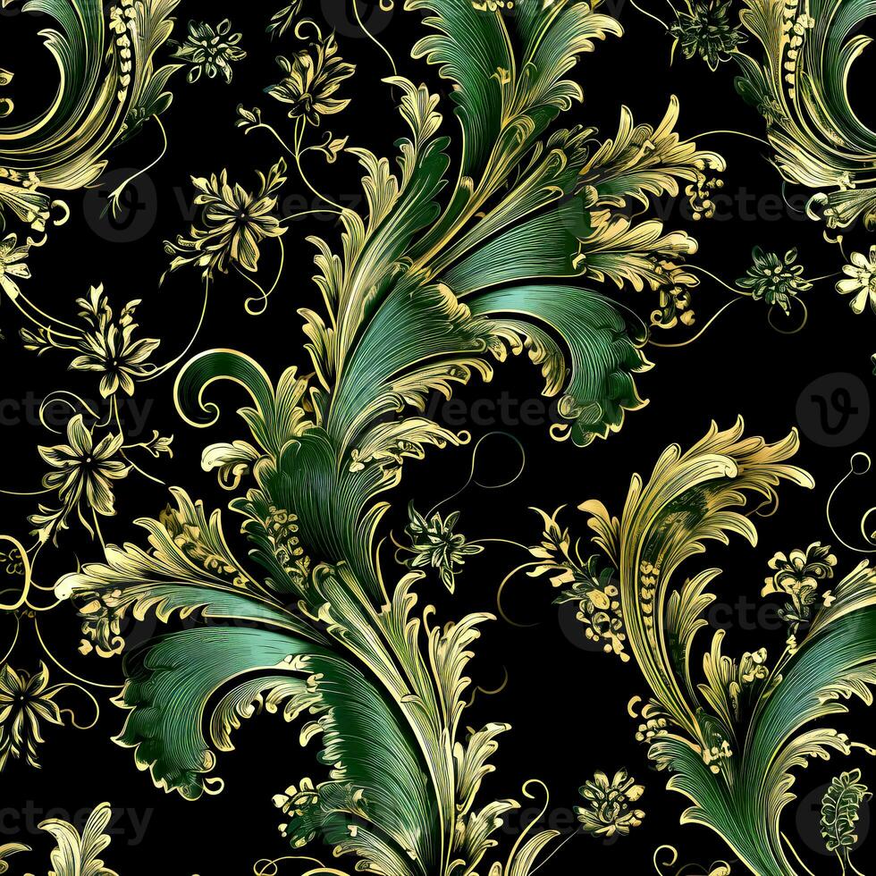 AI generated Floral digital paper. Baroque. Elegant designs with flowers. AI Generated. photo