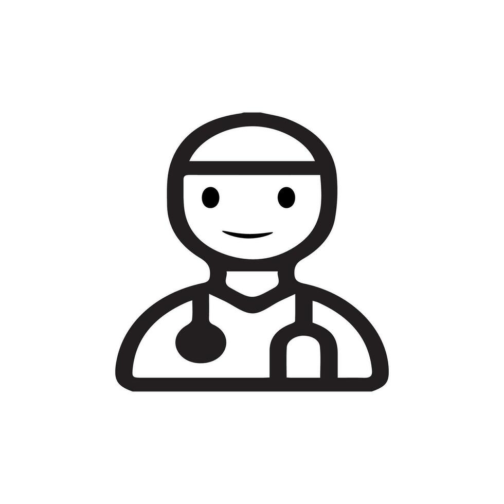 editable doctor black and white icon. minimal health care doctor and patient editable black and white icon. Vector Line Icons