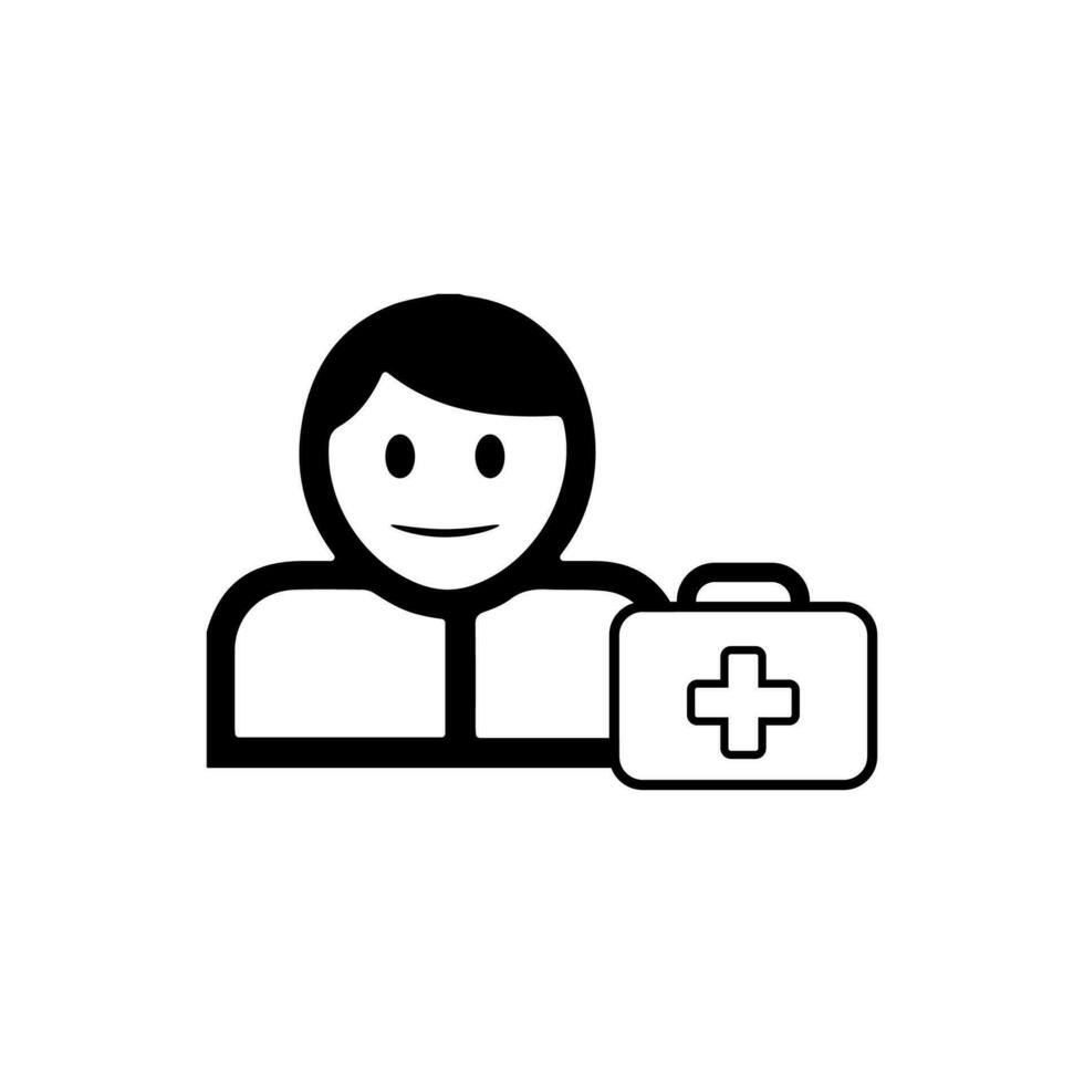 editable médico negro y blanco icono. mínimo salud cuidado médico y paciente editable negro y blanco icono. vector línea íconos