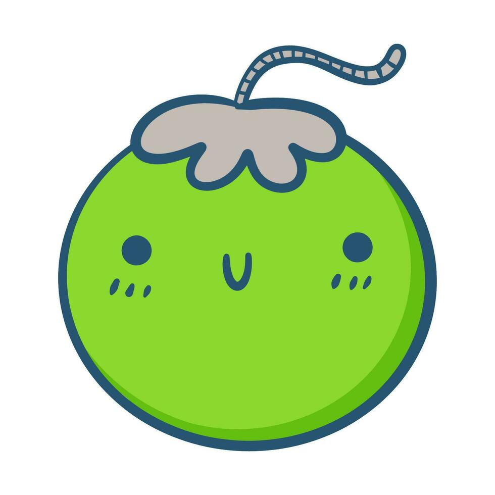 Hand drawn funny little coconut cartoon illustration vector