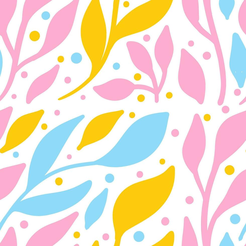 Hand drawn colorful leaves seamless pattern vector