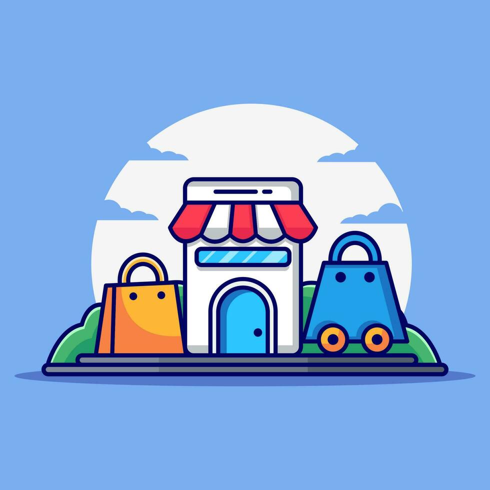 en línea tienda plano ilustración vector