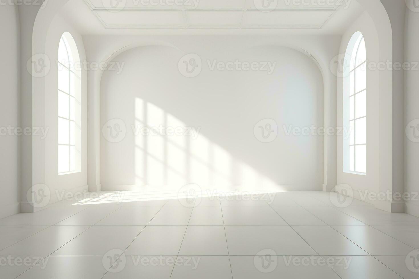 brillante y aireado blanco vacío habitación con ligero y sombra. Perfecto para un variedad de usos, tal como producto fotografía, interior diseño, o resumen Arte. generativo ai foto