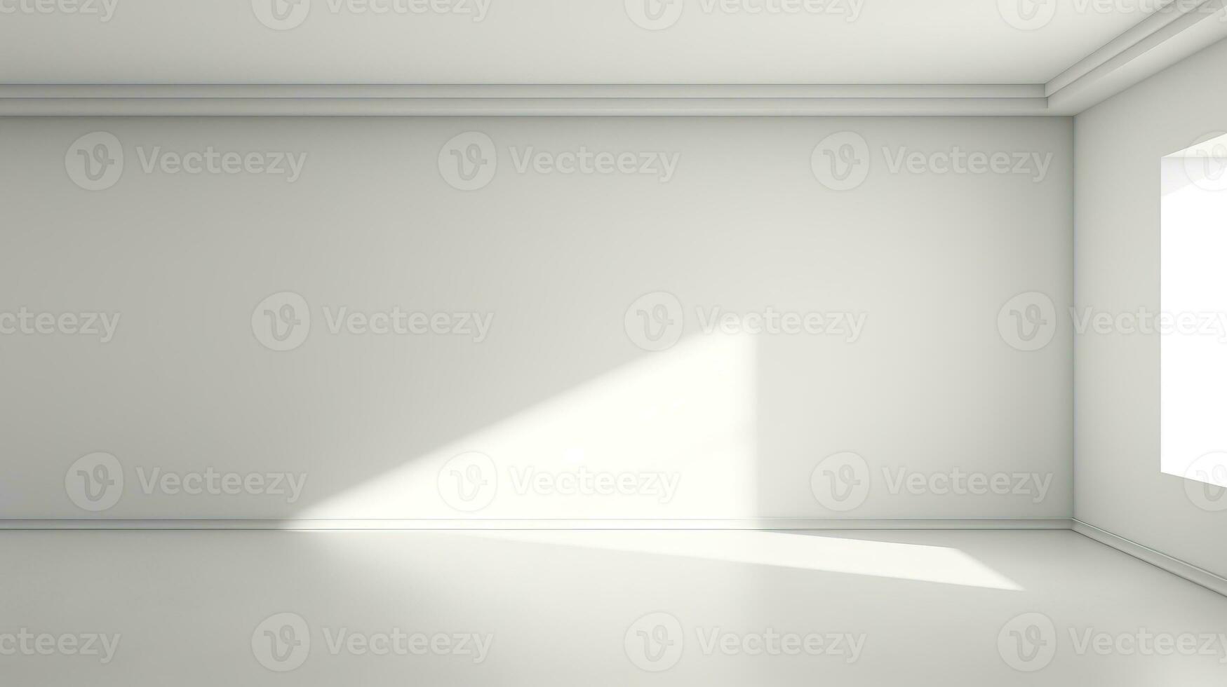 Bright and airy white empty room with light and shadow. Perfect for a variety of uses, such as product photography, interior design, or abstract art. Generative AI photo