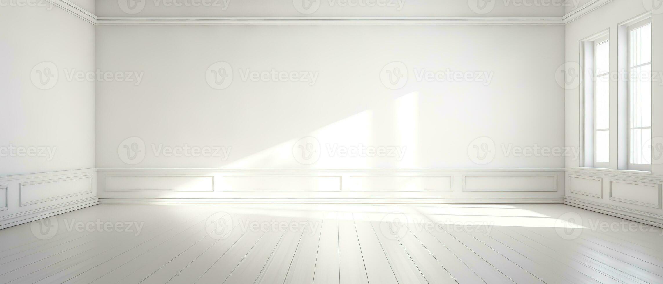 Bright and airy white empty room with light and shadow. Perfect for a variety of uses, such as product photography, interior design, or abstract art. Generative AI photo