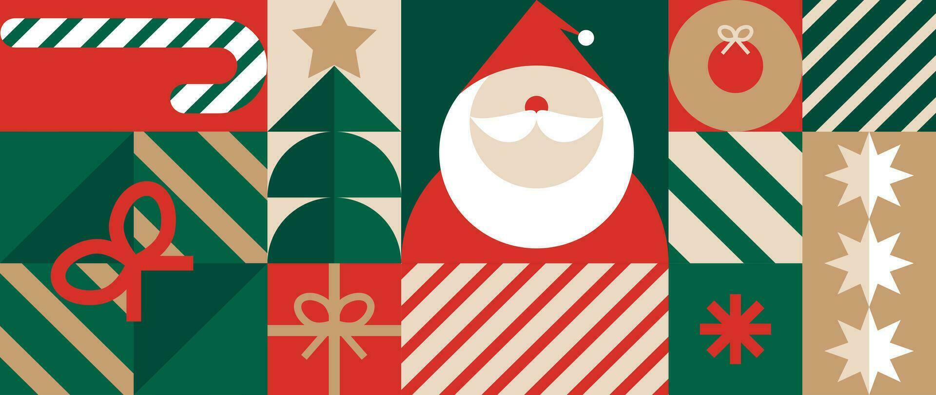 alegre Navidad y contento nuevo año modelo antecedentes vector. decorativo elementos de árbol, copo de nieve, Papa Noel, brillar. diseño para bandera, tarjeta, cubrir, póster, publicidad.fondo de pantalla, embalaje. vector