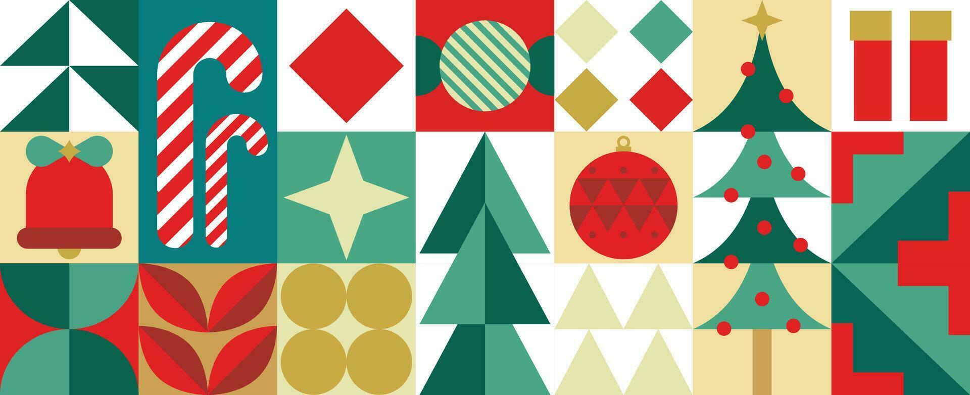 Merry Christmas and happy new year pattern background vector. Decorative elements of bell, tree, candy, leaf. Design for banner, card, cover, poster, advertising.wallpaper, packaging. vector