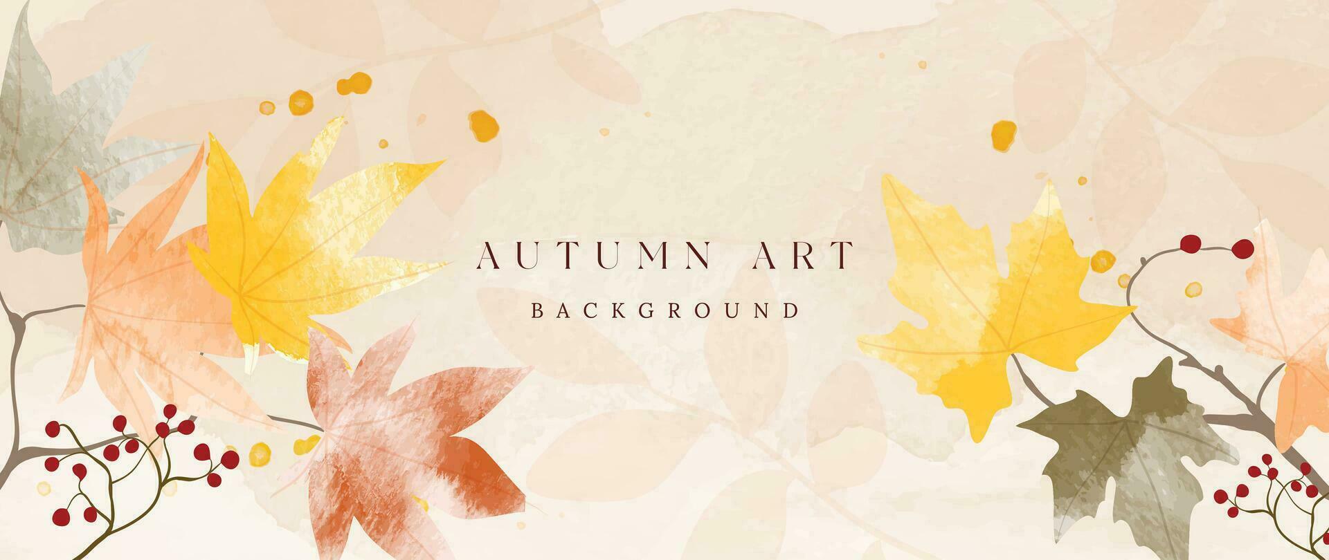 otoño follaje en acuarela vector antecedentes. resumen fondo de pantalla diseño con arce y roble hoja, flor, línea Arte. elegante botánico en otoño temporada ilustración adecuado para tela, huellas dactilares, cubrir.