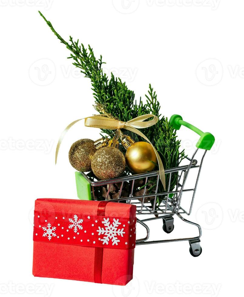 Christmas and New Year shopping isolated on white or transparent background. photo