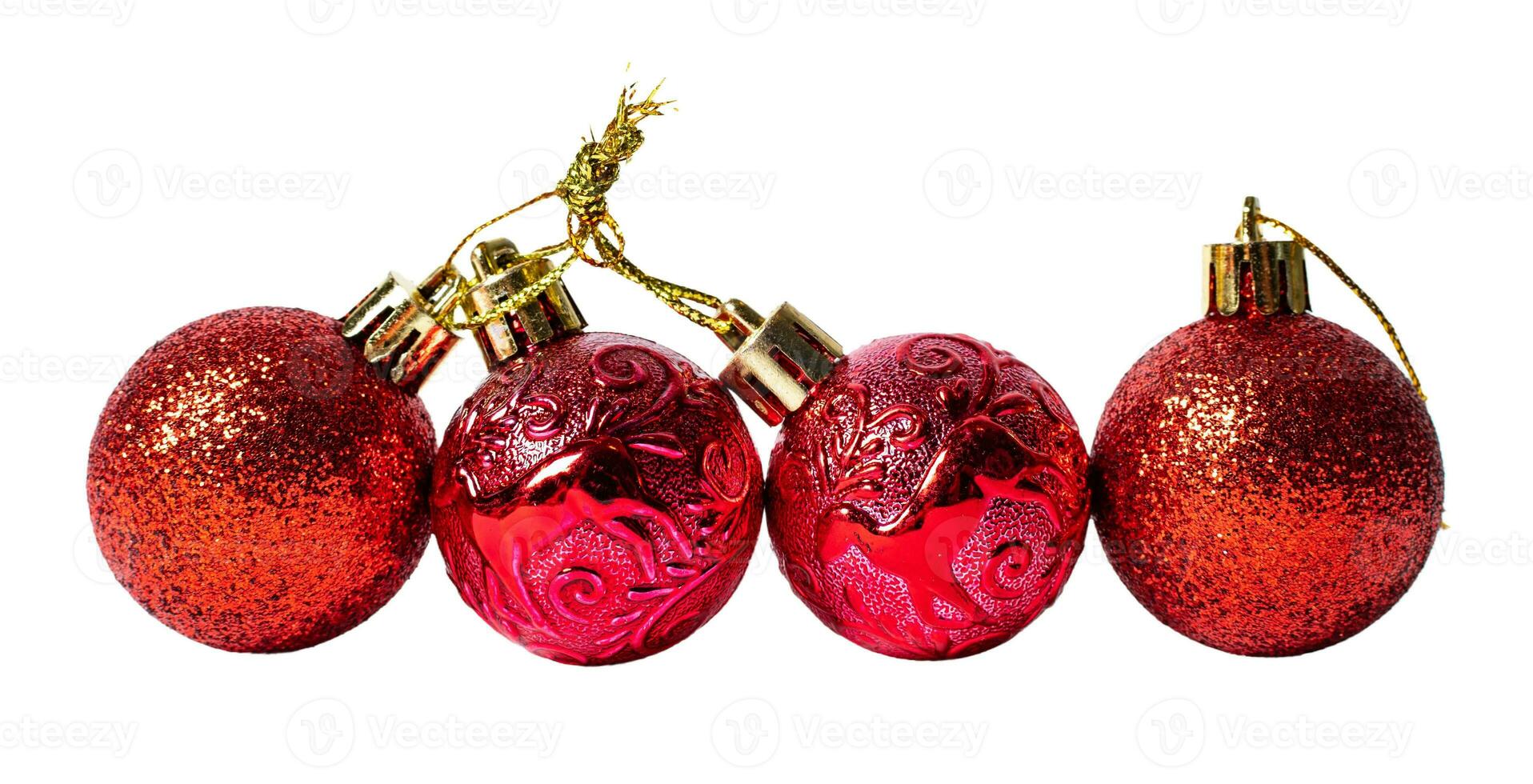 Christmas decorate red ball isolated on white or transparent background. photo