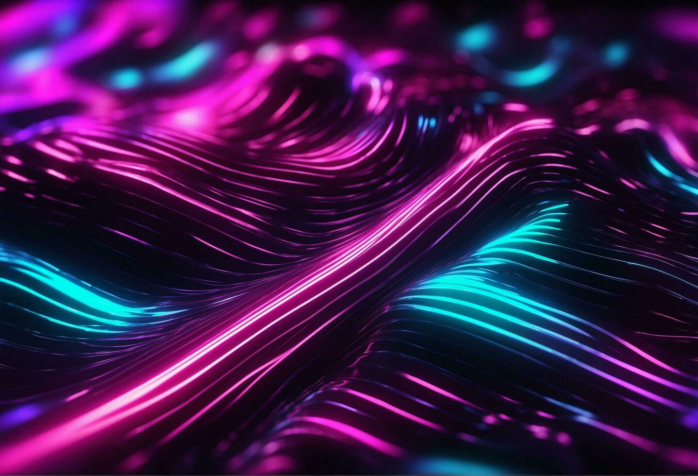 AI generated Neon waves background diffuse lines shiny effect photo