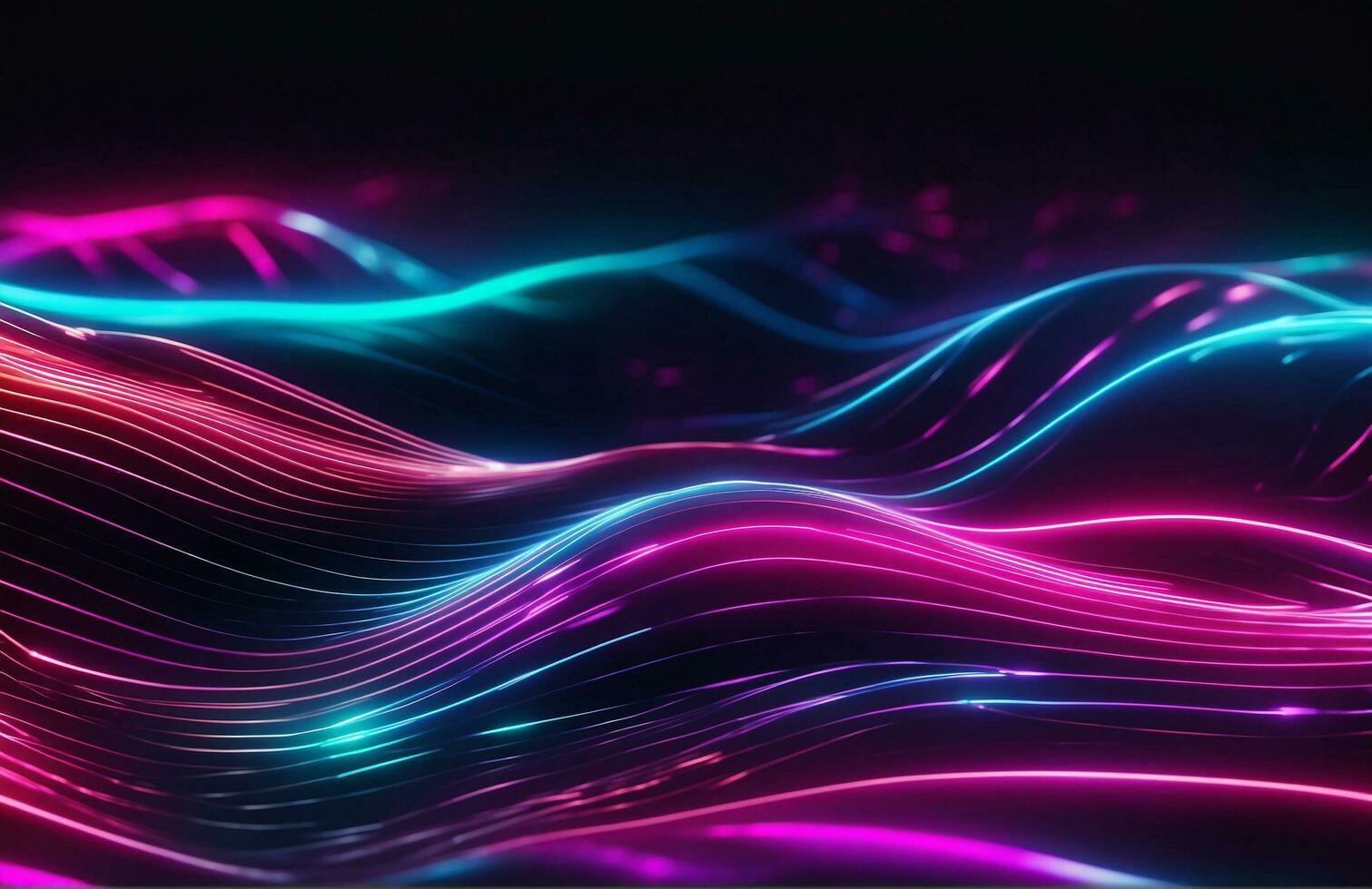 AI generated Neon waves background diffuse lines shiny effect photo