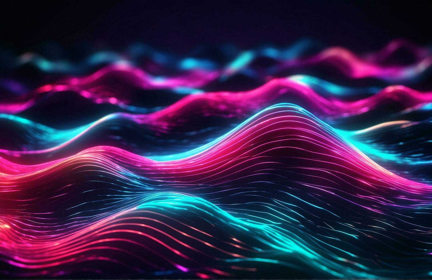 AI generated Neon waves background diffuse lines shiny effect photo