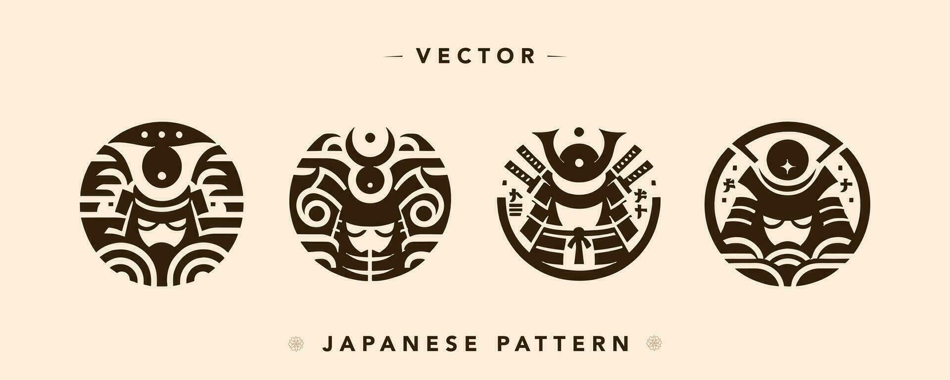 estilizado japonés samurai cascos vector diseño