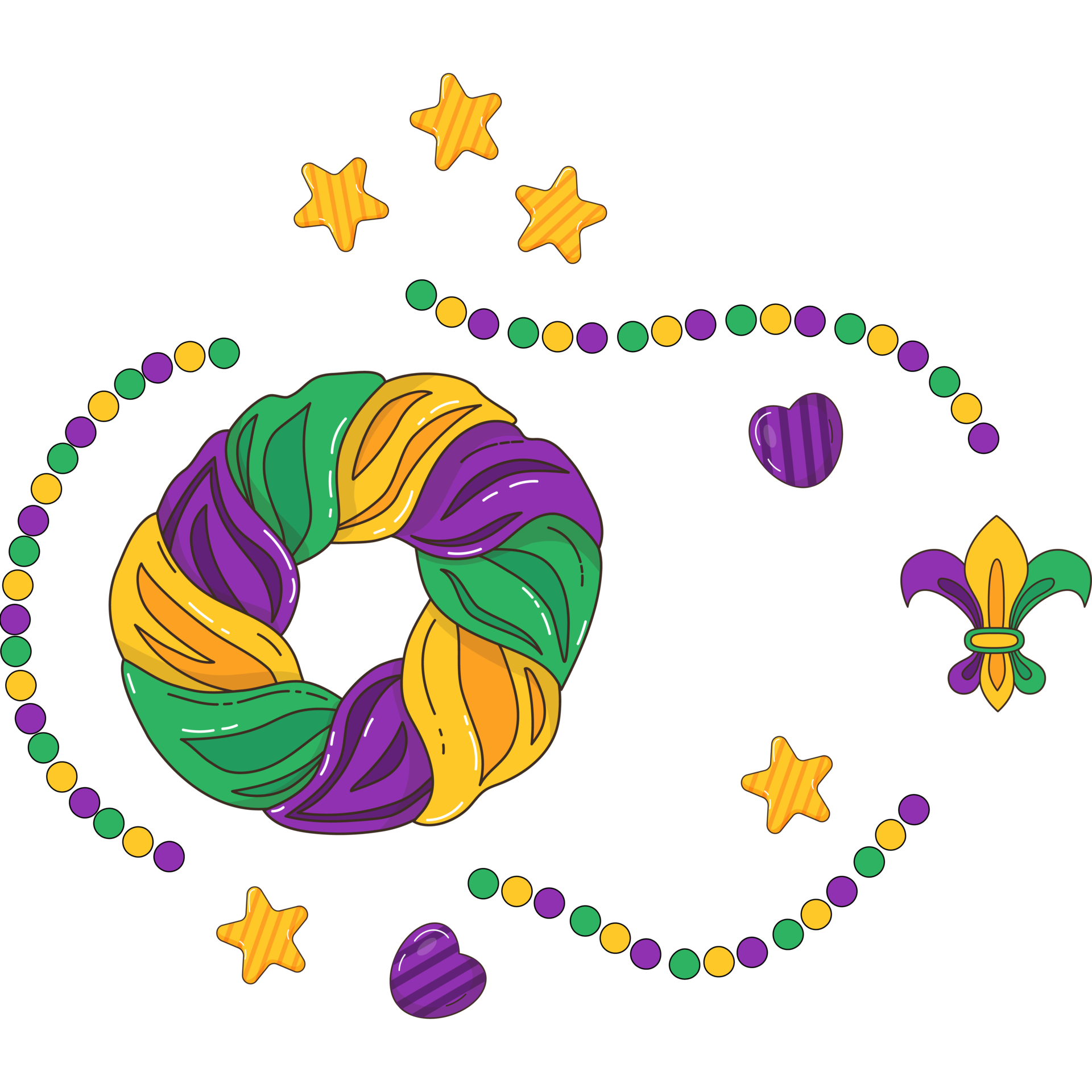 Traditional king cake with beads 34860301 PNG