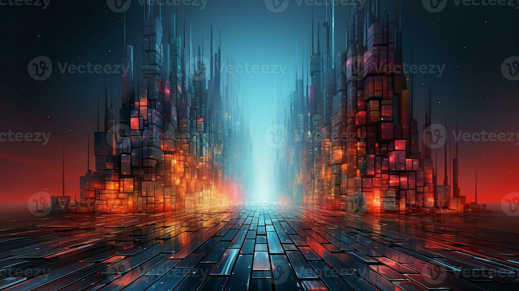 AI generated Abstract digital gradient, colorful pixels in pink and purple colors Flow of digital information Technology futuristic background photo