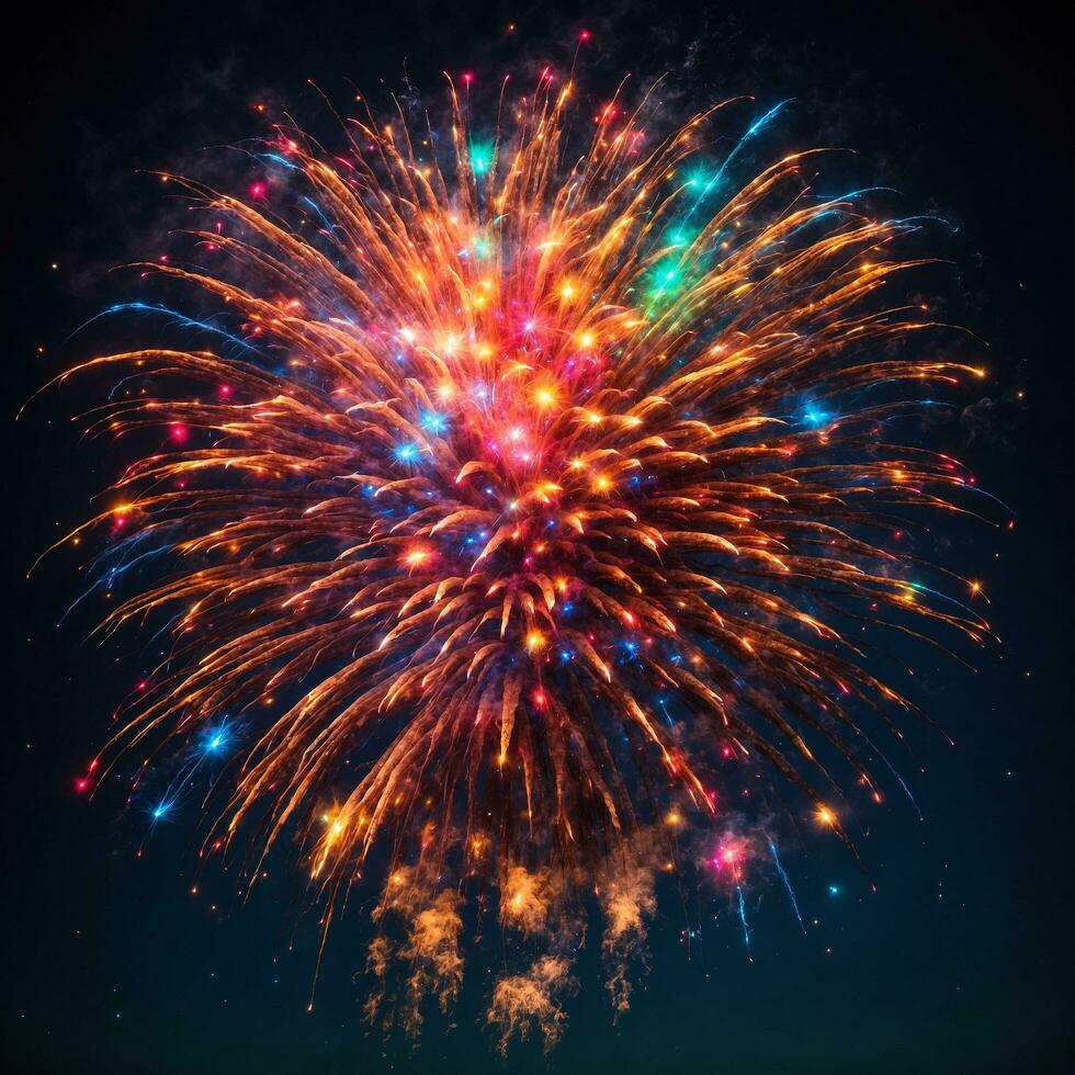 AI generated Night sky with colorful fireworks background photo