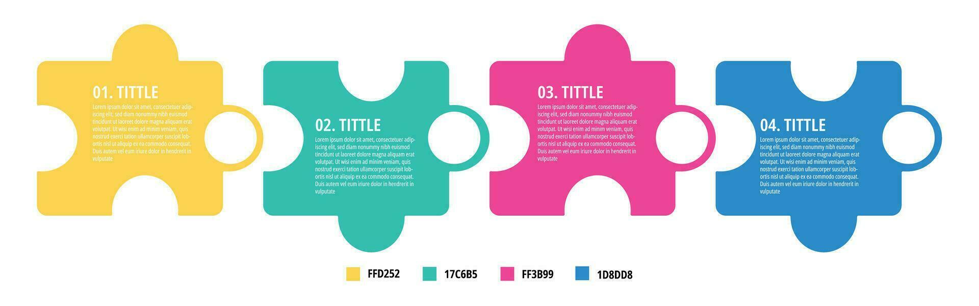 rompecabezas infografía, fluir gráfico proceso para presentación vector