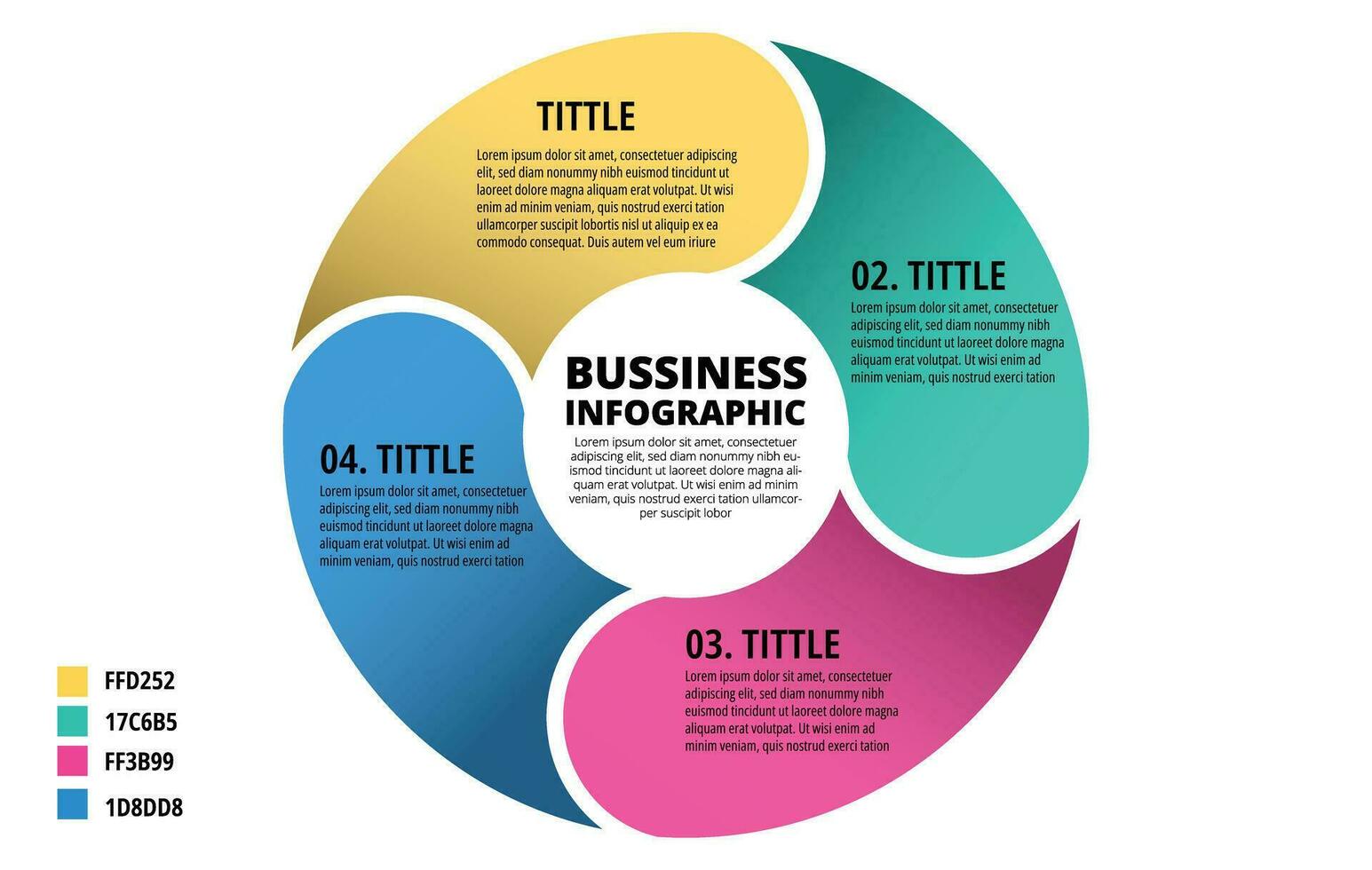 ciclo fluir cuadro, pasos infografía, diagrama para presentación modelo vector