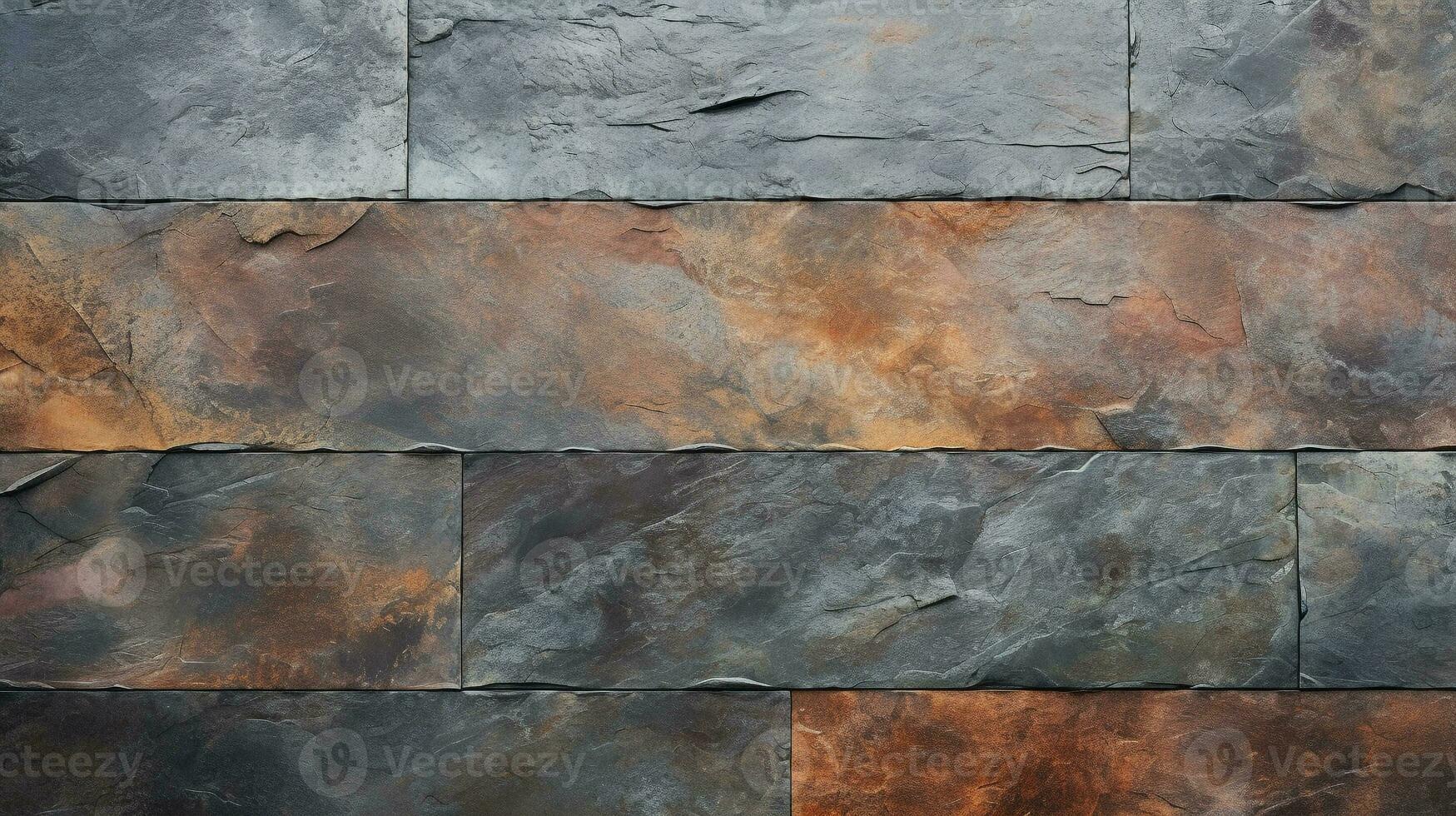 Slate tiles with rust wall textured surface or galvanized steel texture for background. AI Generative photo