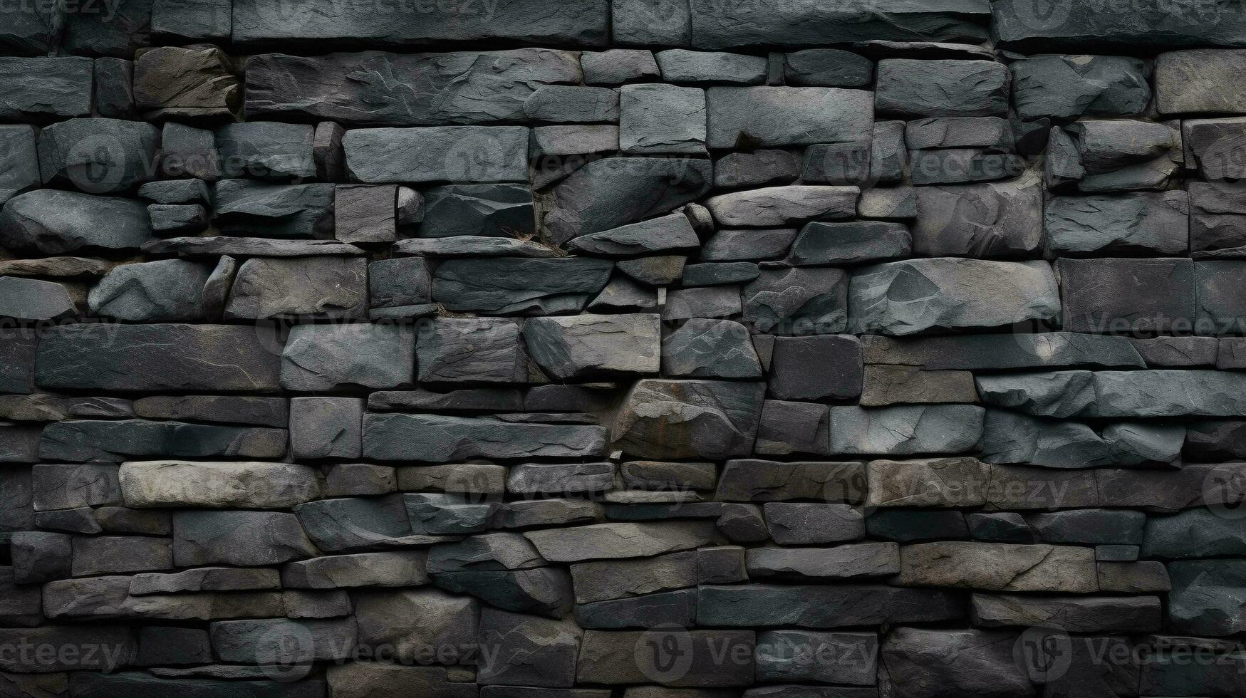 Close-Up of natural stone texture flat wall background, Rough grey stonework backdrop. AI Generative photo