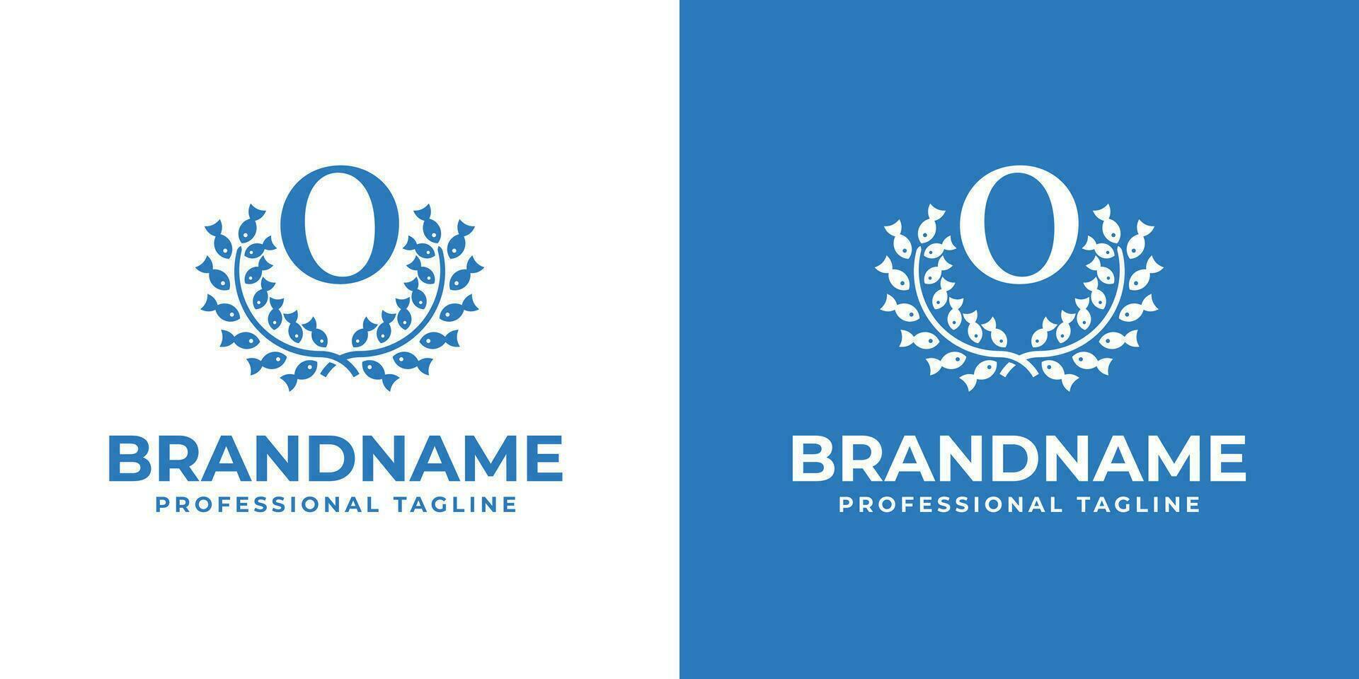 Letter O Laurel Fish Logo, suitable for business related to Fish and Laurel with O initial vector