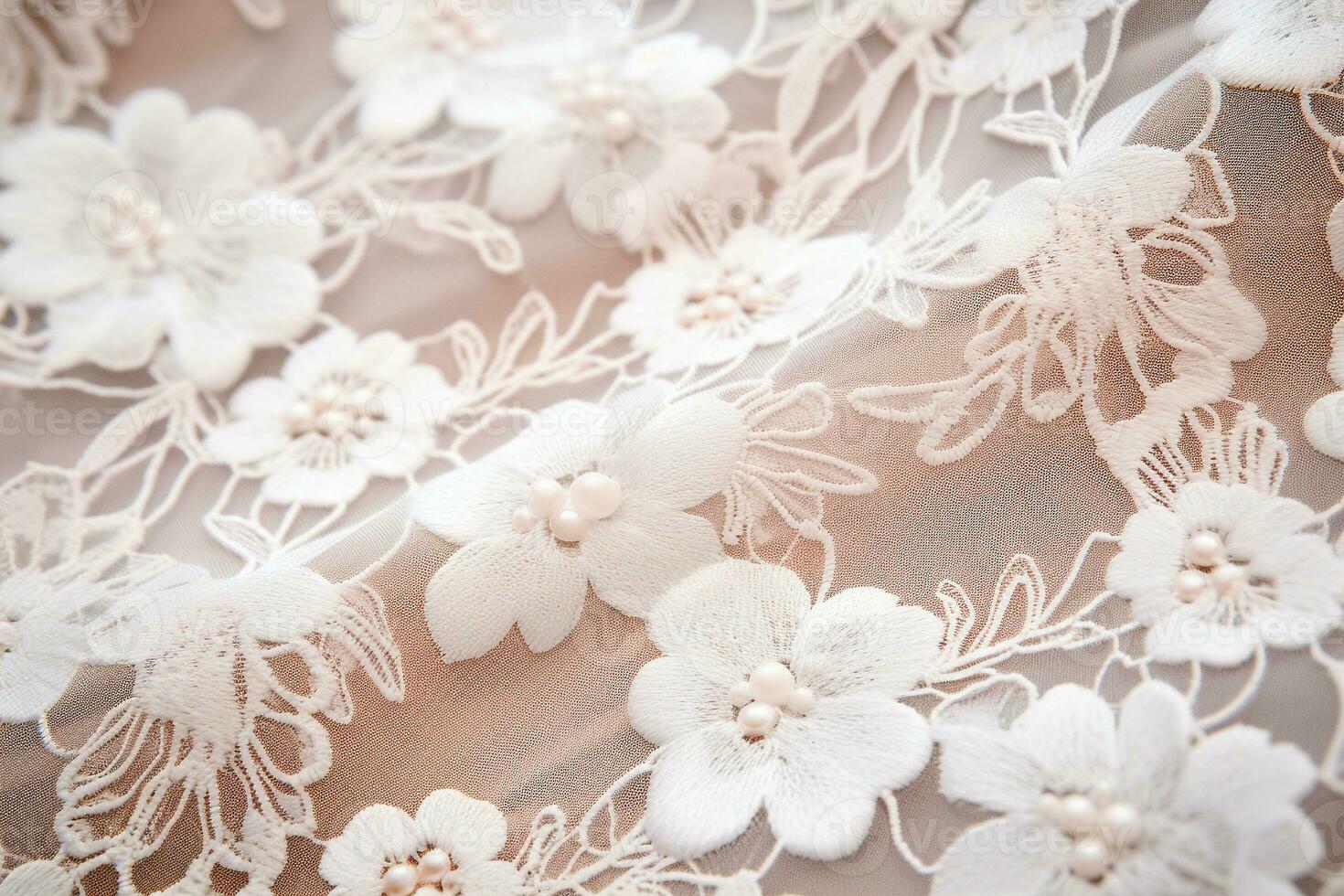Intricate lace fabric texture with delicate floral patterns. Texture, background, pattern. Ai generative photo
