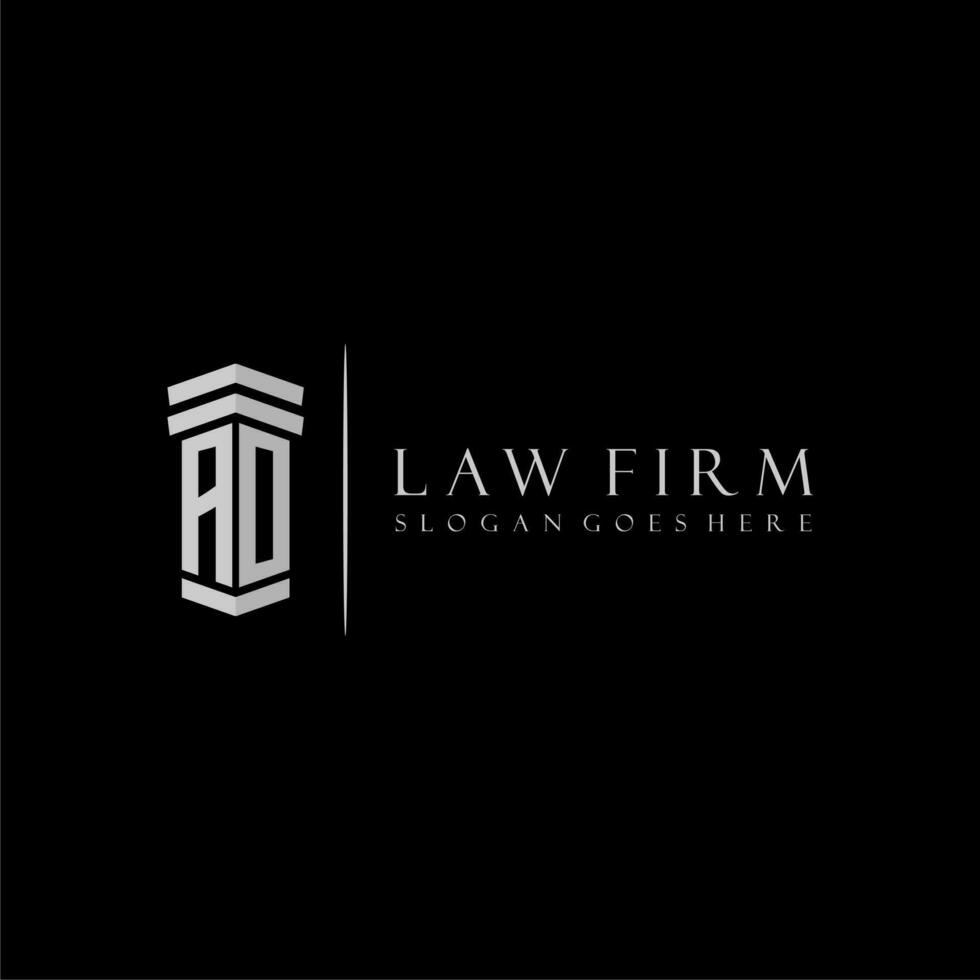 AO initial monogram logo lawfirm with pillar design vector