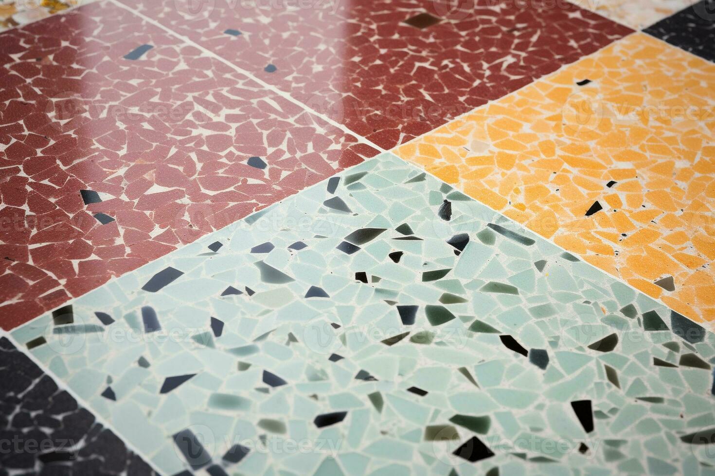 Detailed terrazzo flooring texture in a variety of colors. Texture, background, pattern. Ai generative photo