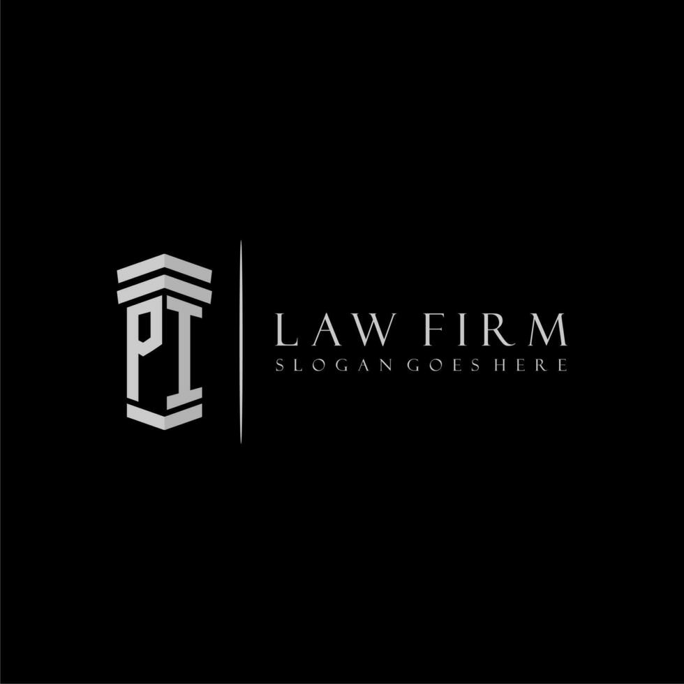 PI initial monogram logo lawfirm with pillar design vector