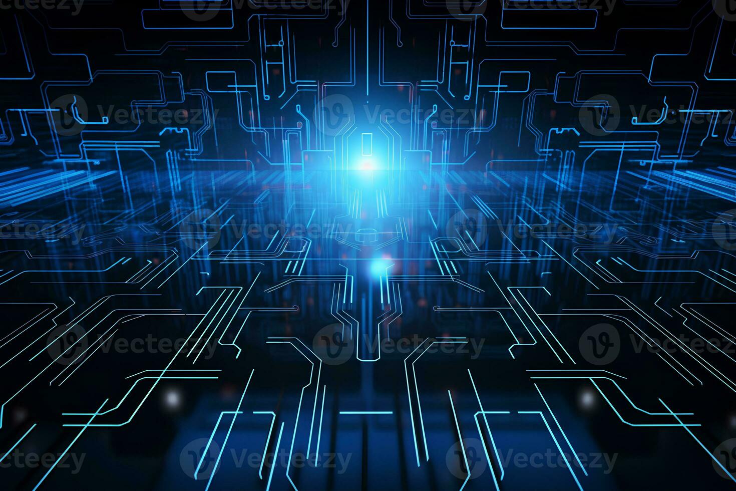 Abstract Blockchain Sci-Fi Circular Dial HUD Tech Concept Background with High Tech Speed Connection. AI Generative photo