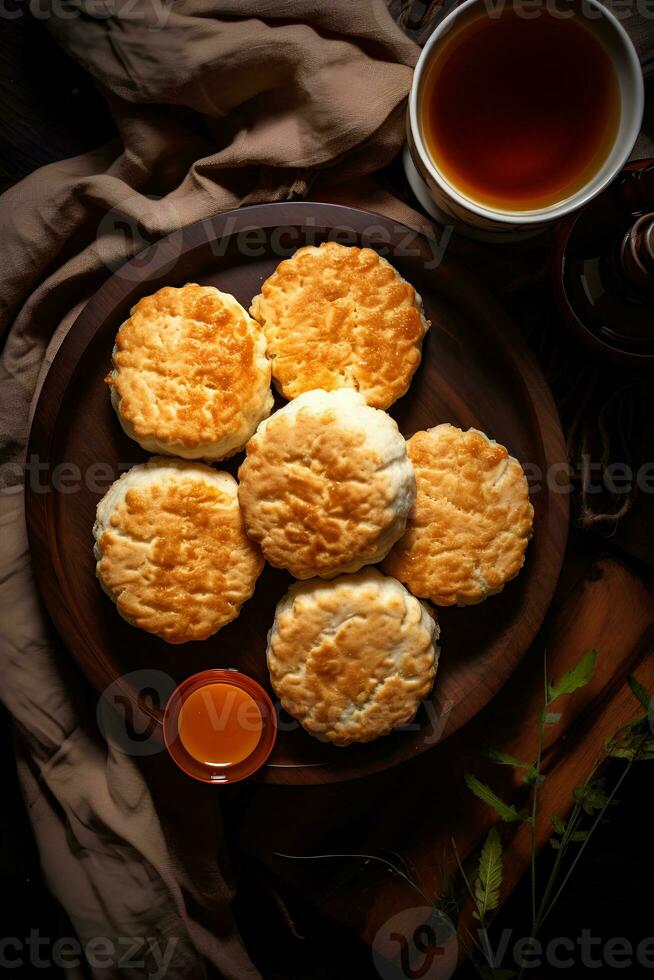 Homemade Biscuits Fresh from the Oven. AI Generative photo